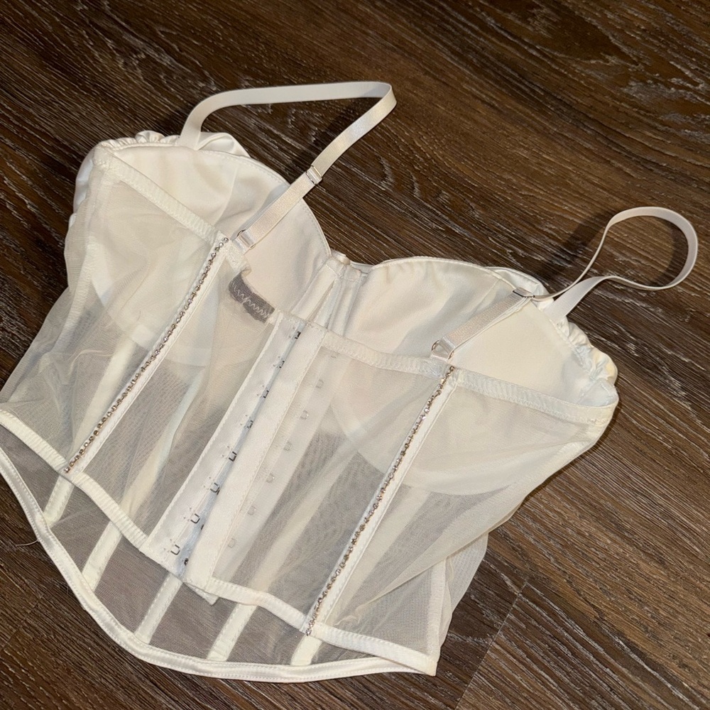 White Rhinestone Bustier top - Picture 5 of 7